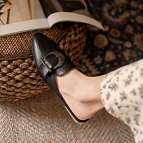 Mua Genuine genuine soft leather Baotou half slippers women s summer 2021 new versatile outdoor slippers women s summer wear