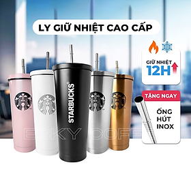 Ly Giữ Nhiệt Inox Cao Cấp E-Sky Coffee 750ML Bền Đẹp Tặng Kèm Ống Hút Inox