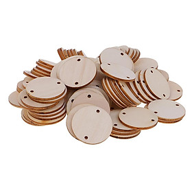 100 Pieces Wooden Round Slices Blank Name Tags with Hole Gift Tags for Party, Wedding, Christmas Xmas, Home Decoration, Art Craft, Painting 35mm