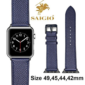 Dây Đồng Hồ Apple Watch 49mm 45mm 44mm 42mm, Chất Liệu Da Bê EPSOM Thảo Mộc Cao Cấp, Nhập Khẩu Từ Châu Âu, Dây Đeo Phong Cách Hiện Đại và Sang Trọng, Tương Thích Các Phiên Bản Series Ultra2/Ultra/SE2/SE/9/8/7/6/5/4/3/2/1