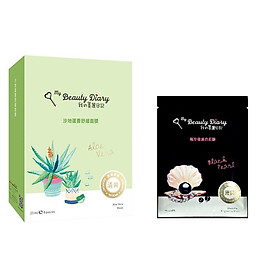 Mặt Nạ Lô Hội Xoa Dịu Giảm Căng Thẳng My Beauty Diary Aloe Vera Soothing Mask (8 Miếng / Hộp) - Tặng mặt nạ Ngọc trai đen