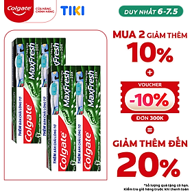 Bộ 4 Kem đánh răng Colgate the mát thổi bùng sảng khoái Maxfresh 230g tặng bàn chải đánh răng lông tơ