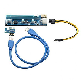 2x60cm PCI-E Riser Card 009S  1x to 16x Extender Adapter USB 3.0 Cable
