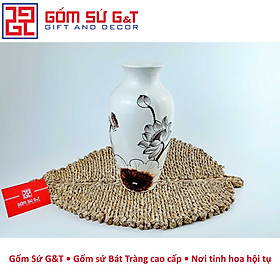 Lọ hoa dáng chân đèn vẽ sen Gốm Sứ G&T