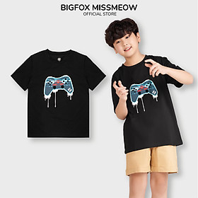 Áo cộc tay bé trai Bigfox Miss Meow mặc hè style Hàn chất cotton size đại hình in cá tính 12,13,14,15 40kg 50kg 1917