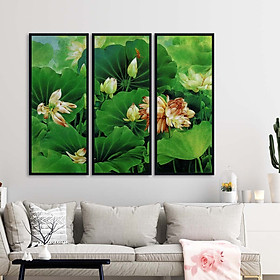 BỘ 3 TRANH CANVAS HOA SEN