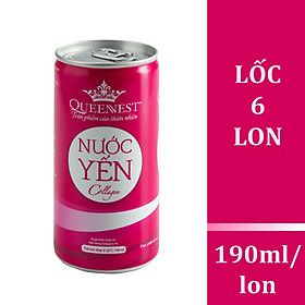 Lốc 6 Lon Nước Yến CollagenN QUEENNEST (190ml x 6 LON)