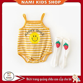 Bodysuit 2 dây bé gái họa tiết chấm bi, sọc ngang đáng yêu hàng QCCC