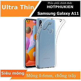 Ốp lưng dẻo silicon cho Samsung Galaxy A11 hiệu HOTCASE Ultra Thin (siêu mỏng 0.6mm, chống trầy, chống bụi) - Hàng nhập khẩu