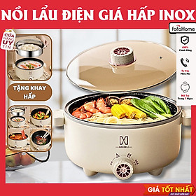 Mua Nồi Lẩu Điện MANDELI Hiệu Suất Lớn 1000W Dung Tích 4L  Kèm Sửng Hấp Inox Lẩu  Chiên Dán Xào Đa Năng