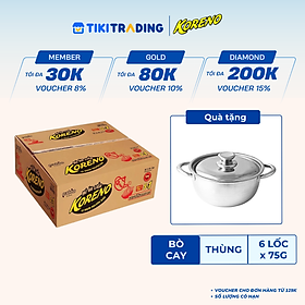 Thùng 6 Lốc Mì ăn liền Koreno Vị Bò Cay Lốc 5 +1 gói