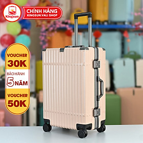 Vali khung nhôm khóa sập size 20/24, bịt 4 góc kim loại KS-051