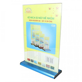 Kệ Mica 2 Mặt 1/3 A4 - Đế Lùa Nhôm E32 (KT:10 x 21cm)