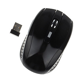 2.4GHz Wireless Optical Mouse USB 2.0 Receiver 6Button 1800dpi For PC Black