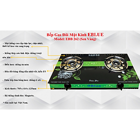 Mua Bếp Gas Đôi Mặt Kính eBlue- (Sen Vàng) EBB262- Hàng Chính Hãng