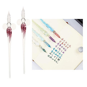 2x Glass Nib Pen Elegant Dip Sign Pen Crystal Glass Dip Pen for Writing Decoration