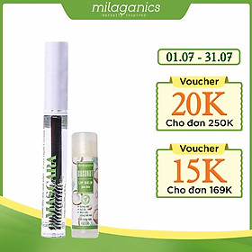 Combo Son Dưỡng Môi Dừa Milaganics (4.5g) + Mascara Dầu Dừa Dưỡng Mi Milaganics