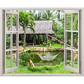Tranh dán tường cửa sổ 3D cảnh quê VTC VT0092
