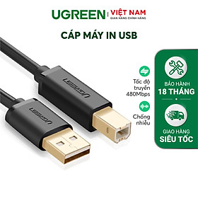 Dây máy in USB 2.0 chuẩn A đực sang chuẩn B đực độ dài từ 1-5m UGREEN US135 - Hàng Chính hãng
