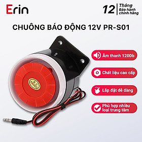 Còi hú báo động chống trộm 12V PINGRON PR-S01 - Âm thanh báo động 120Db, jack kết nối 3.5mm, phù hợp nhiều loại trung tâm