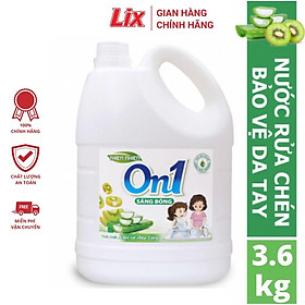 Nước rửa chén On1 hương kiwi và aloe vera 3.6kg, gel rửa bát sạch bóng vết dầu mỡ N5008 - Lixco Việt Nam