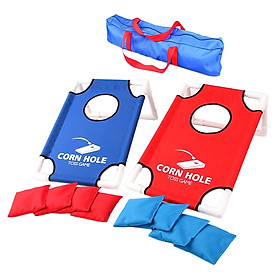 Hình ảnh Review Solid CornHole Toss Game Set and 8 Pieces Cornhole Bean Bag Pouch Toss Toy for Family Parties Kindergarten