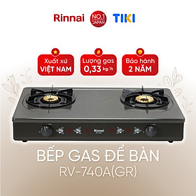 Bếp gas dương Rinnai RV-740A(GF) mặt bếp men và kiềng bếp men - Hàng chính hãng