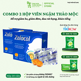 Combo 2 hộp 20 viên - Viên ngậm ho thảo mộc Zalocol Hỗ trợ giảm đờm, đau rát họng, khản tiếng - Genat - Giao 2H HCM