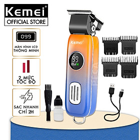 Tông đơ cắt tóc không dây Kemei KM-1837 phiên bản mới cải tiến điều chỉnh 2 mức tốc độ màn hình LCD thông minh sạc nhanh USB công suất mạnh