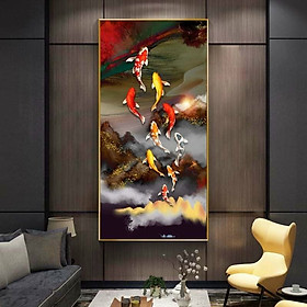 Mua Tranh thêu chữ thập chỉ lụa Cửu Ngư Quần Hội 45x80cm