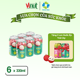 [LỐC 6 LON ] Nước ép Vải, Nước ép trái cây tươi VINUT (330ml/lon)