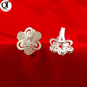 Khuyên tai bạc nữ thời trang chất liệu bạc thật không xi mạ gắn đá rico sang trọng trang sức Bạc Quang Thản - QTBT135