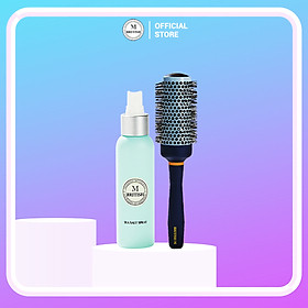 Combo xịt tạo phồng, lược tròn tạo kiểu BRITISHM sea salt spray & BRITISH M Hot Curling Ceramic Brush 43mm