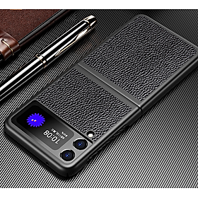 Ốp lưng dành cho SamSung Galaxy Z Flip3 lưng da viền TPU dẻo cao cấp - Hàng Nhập Khẩu