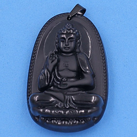 Mặt dây chuyền Phật A Di Đà thạch anh đen 4.3cm - phật bản mệnh tuổi Tuất, Hợi
