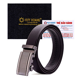 HJ4133 - Dây nịt nam Huy Hoàng răng cưa màu nâu (đầu khóa giao ngẫu nhiên)