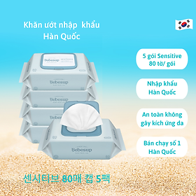 Khăn ướt BEBESUP SENSITIVE 80 tờ gói nhập khẩu Hàn Quốc