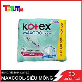Băng Vệ Sinh Kotex Maxcool Siêu Mỏng Cánh Chiếc Suất Lavender 20 Miếng/Gói