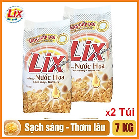 COMBO 2 gói Bột giặt Lix Extra Hương nước hoa (Vàng) tăng gấp đôi sức mạnh giặt tẩy 7kgX2