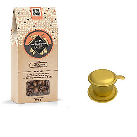 Combo: Cà phê hạt rang Arabica hộp 500g + 1 Phin cà phê cao cấp