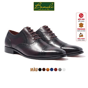 Giày Tây Nam Công Sở Banuli Da Bê Italian Dây Buộc Cap Toe Oxford H1CO1 (Da Veg Itali Mềm Dẻo, Đế Siêu nhẹ, Bảo Hành Trọn Đời)