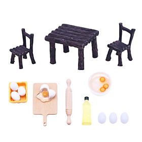 1:12 Dollhouse Cooking Miniature Table Chair Food Set Mini Life Scene Decor