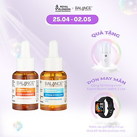 Combo sáng da căng mượt serum Vitamin C + serum Hyaluronic Balance Active Formula 30ml/ chai