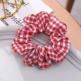 Dây buộc tóc vải scrunchies Phong Cách Nhẹ Nhàng Với Họa Tiết Caro Độc Đáo SC01