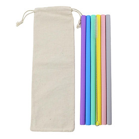 Silicone Straws Bent Stainless Steel Metal Cocktail Drinking Mixing Straw