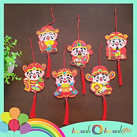 Set tag giấy in 2 mặt trang trí Tết kèm dây treo