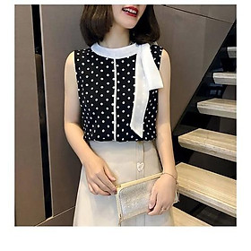 ÁO CHẤM BI THẮT NƠ CỔ