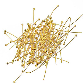5-8pack 100pcs Gold Plated Ball Head Pins 1.18 Inch Length 0.5mm For Jewlery