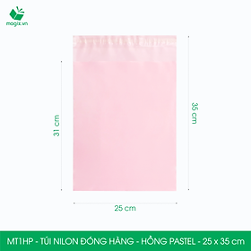MT1HP - 25x35 cm - Túi nilon gói hàng - 100 túi niêm phong đóng hàng màu hồng pastel