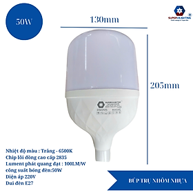 Mua Bóng Đèn led siêu sáng nhôm nhựa 10W 20W 30W 40W 50W SuperVilighting tiết Kiệm Điện chính hãng